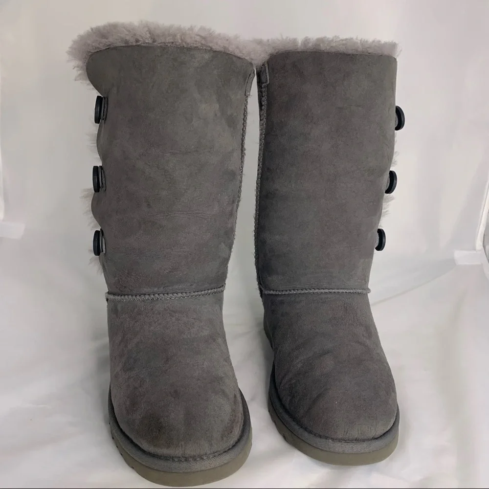 Ugg Bailey Button Gray Boots - Picture 2 of 6